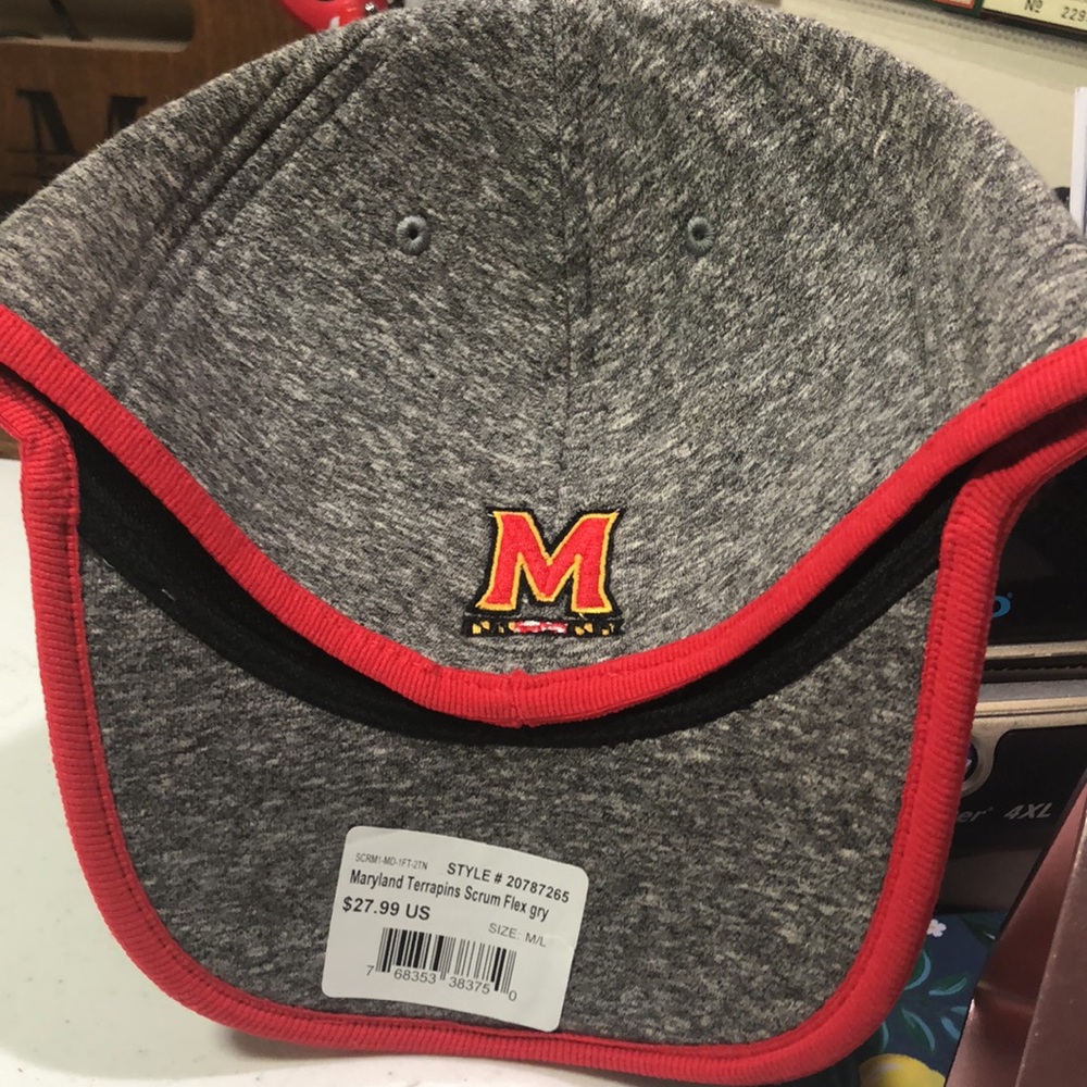 University of Maryland Terrapins NCAA Scrum Flex Fit Gray Hat Cap TERPS UMD - Picture 2 of 5